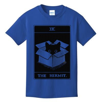 Retro Halloween Black Cat The Hermit Tarot Card Witchcraft Kids T-Shirt