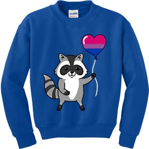 Raccoon Heart Balloon Bisexual Pride Meaningful Gift Kids Sweatshirt