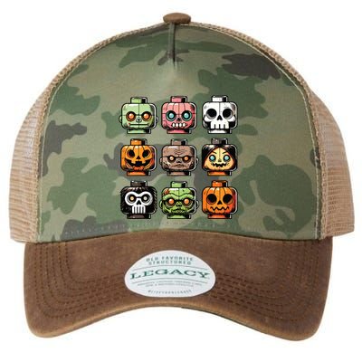 Retro Horror Bricks Head Scary Halloween Mask Legacy Tie Dye Trucker Hat