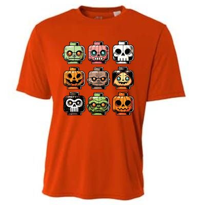 Retro Horror Bricks Head Scary Halloween Mask Cooling Performance Crew T-Shirt