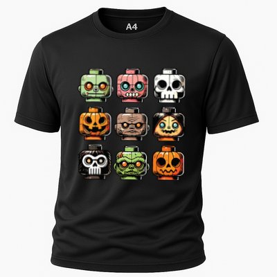 Retro Horror Bricks Head Scary Halloween Mask Performance Shirt