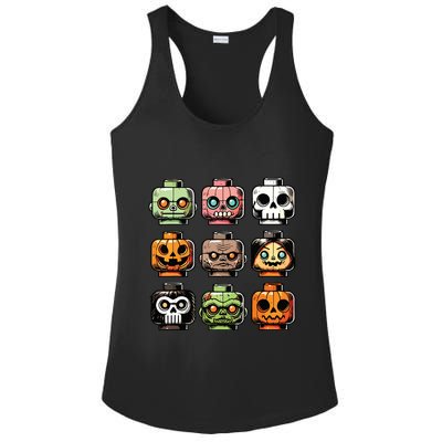 Retro Horror Bricks Head Scary Halloween Mask Ladies PosiCharge Competitor Racerback Tank