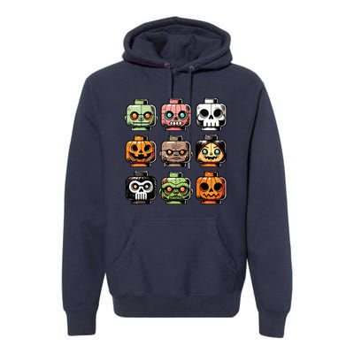 Retro Horror Bricks Head Scary Halloween Mask Premium Hoodie