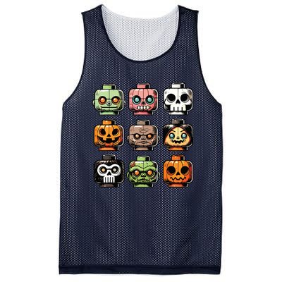 Retro Horror Bricks Head Scary Halloween Mask Mesh Reversible Basketball Jersey Tank