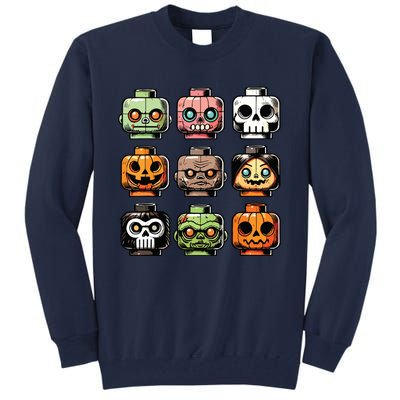 Retro Horror Bricks Head Scary Halloween Mask Tall Sweatshirt