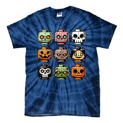 Retro Horror Bricks Head Scary Halloween Mask Tie-Dye T-Shirt