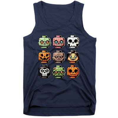 Retro Horror Bricks Head Scary Halloween Mask Tank Top