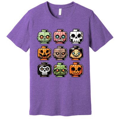 Retro Horror Bricks Head Scary Halloween Mask Premium T-Shirt