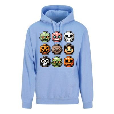 Retro Horror Bricks Head Scary Halloween Mask Unisex Surf Hoodie