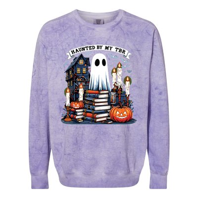 Retro Haunted By My Tbr Halloween Book Readers Book Lovers Colorblast Crewneck Sweatshirt