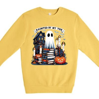 Retro Haunted By My Tbr Halloween Book Readers Book Lovers Premium Crewneck Sweatshirt