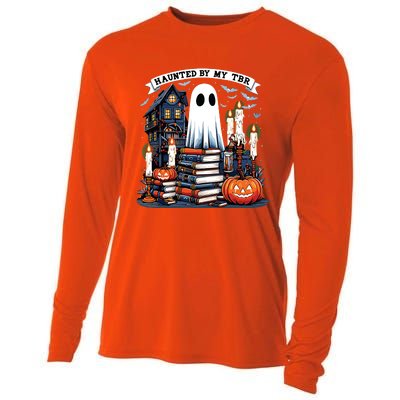 Retro Haunted By My Tbr Halloween Book Readers Book Lovers Cooling Performance Long Sleeve Crew