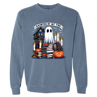 Retro Haunted By My Tbr Halloween Book Readers Book Lovers Garment-Dyed Sweatshirt