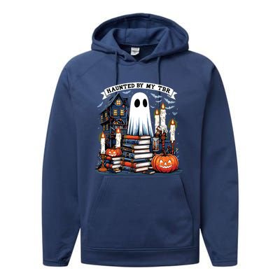 Retro Haunted By My Tbr Halloween Book Readers Book Lovers Performance Fleece Hoodie