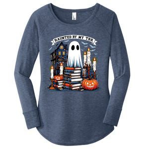 Retro Haunted By My Tbr Halloween Book Readers Book Lovers Women's Perfect Tri Tunic Long Sleeve Shirt