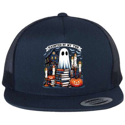 Retro Haunted By My Tbr Halloween Book Readers Book Lovers Flat Bill Trucker Hat