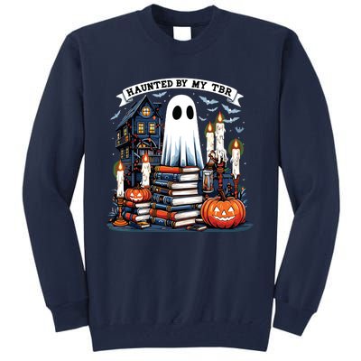 Retro Haunted By My Tbr Halloween Book Readers Book Lovers Tall Sweatshirt