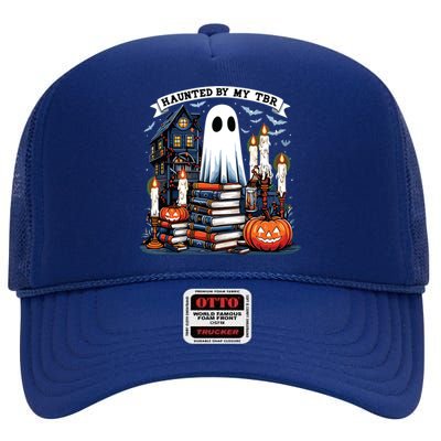 Retro Haunted By My Tbr Halloween Book Readers Book Lovers High Crown Mesh Back Trucker Hat