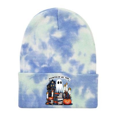 Retro Haunted By My Tbr Halloween Book Readers Book Lovers Tie Dye 12in Knit Beanie