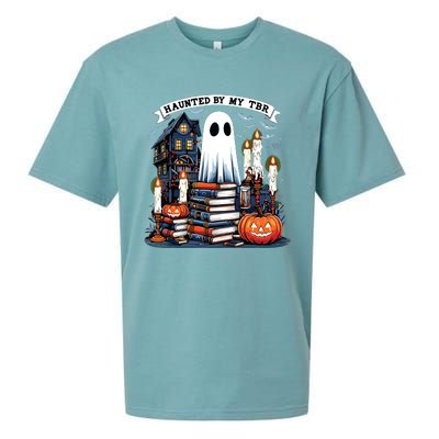 Retro Haunted By My Tbr Halloween Book Readers Book Lovers Sueded Cloud Jersey T-Shirt