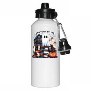 Retro Haunted By My Tbr Halloween Book Readers Book Lovers Aluminum Water Bottle