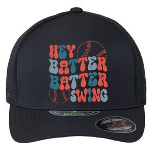 Retro Hey Batter Batter Swing Funny Baseball Wo Flexfit Unipanel Trucker Cap