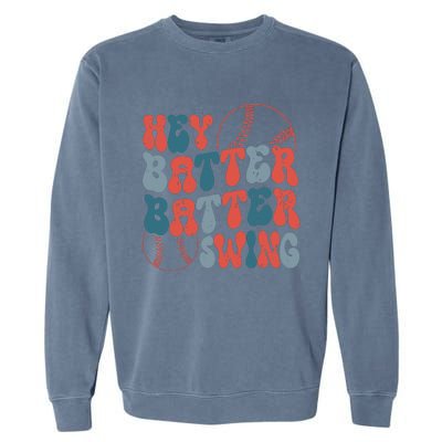 Retro Hey Batter Batter Swing Funny Baseball Wo Garment-Dyed Sweatshirt