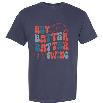 Retro Hey Batter Batter Swing Funny Baseball Wo Garment-Dyed Heavyweight T-Shirt