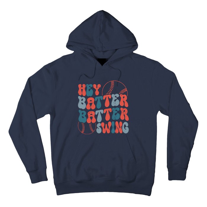 Retro Hey Batter Batter Swing Funny Baseball Wo Hoodie