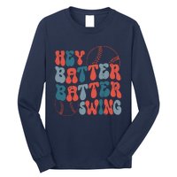 Retro Hey Batter Batter Swing Funny Baseball Wo Long Sleeve Shirt