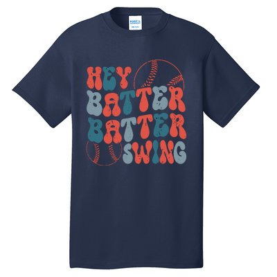 Retro Hey Batter Batter Swing Funny Baseball Wo Tall T-Shirt