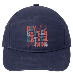 Retro Hey Batter Batter Swing Funny Baseball Wo 7-Panel Snapback Hat