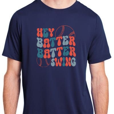 Retro Hey Batter Batter Swing Funny Baseball Wo Adult ChromaSoft Performance T-Shirt