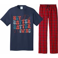 Retro Hey Batter Batter Swing Funny Baseball Wo Pajama Set