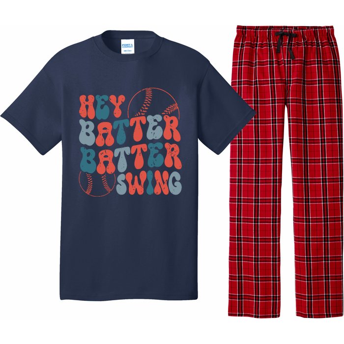 Retro Hey Batter Batter Swing Funny Baseball Wo Pajama Set