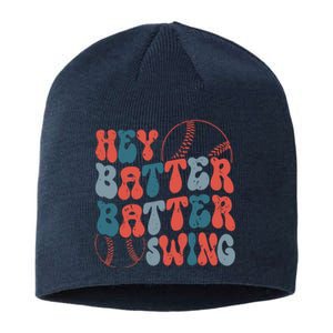 Retro Hey Batter Batter Swing Funny Baseball Wo Sustainable Beanie