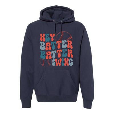 Retro Hey Batter Batter Swing Funny Baseball Wo Premium Hoodie