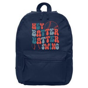 Retro Hey Batter Batter Swing Funny Baseball Wo 16 in Basic Backpack