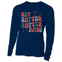 Retro Hey Batter Batter Swing Funny Baseball Wo Cooling Performance Long Sleeve Crew