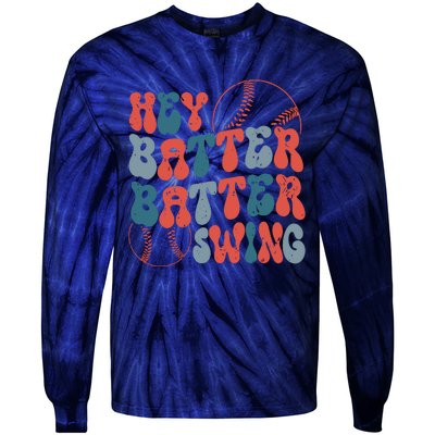 Retro Hey Batter Batter Swing Funny Baseball Wo Tie-Dye Long Sleeve Shirt