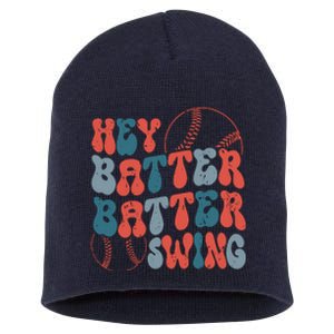 Retro Hey Batter Batter Swing Funny Baseball Wo Short Acrylic Beanie