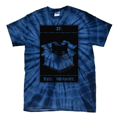 Retro Halloween Black Cat The Hermit Tarot Card Witchcraft Tie-Dye T-Shirt