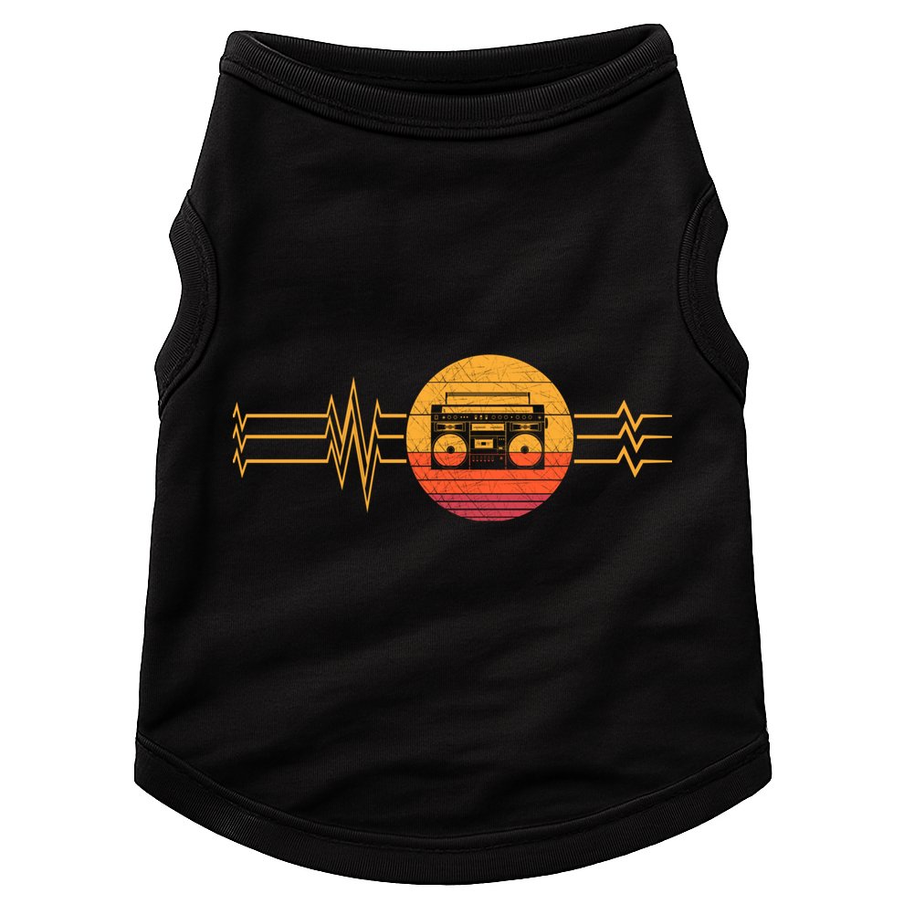 Retro Heartbeat Boombox Music Player Lifeline Vintage Music Gift Doggie Tank