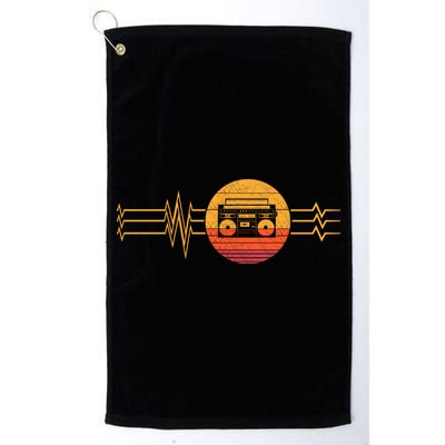 Retro Heartbeat Boombox Music Player Lifeline Vintage Music Gift Golf Towel
