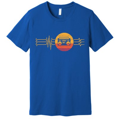 Retro Heartbeat Boombox Music Player Lifeline Vintage Music Gift Premium T-Shirt