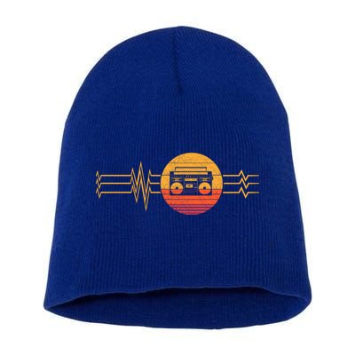 Retro Heartbeat Boombox Music Player Lifeline Vintage Music Gift Short Acrylic Beanie