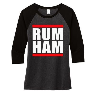 Rum Ham Blue Small Us Women's Tri-Blend 3/4-Sleeve Raglan Shirt