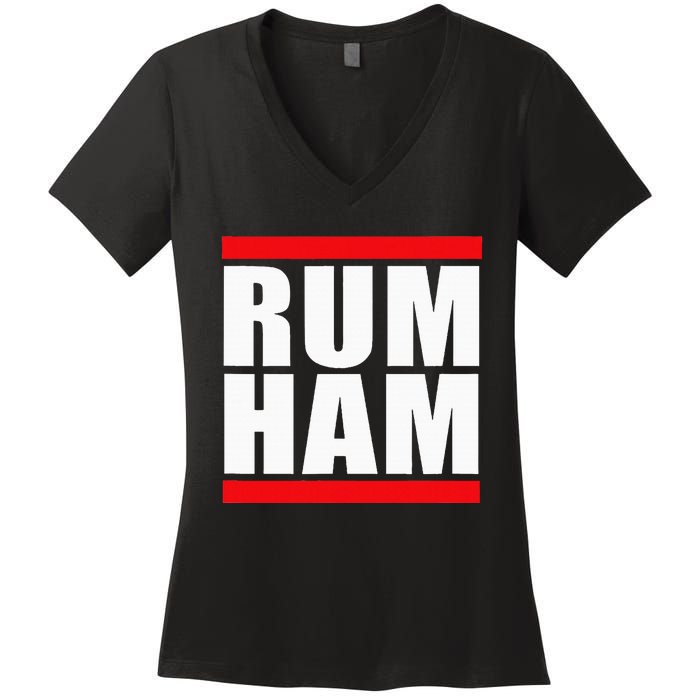 Rum Ham Blue Small Us Women's V-Neck T-Shirt