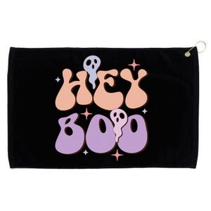 Retro Hey Boo Meaningful Gift Funny Groovy Ghost Halloween Graphic Gift Grommeted Golf Towel