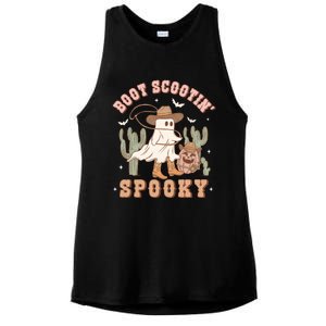 Retro Halloween Cow Ghost Western Boot Scootin Spooky Gift Ladies PosiCharge Tri-Blend Wicking Tank